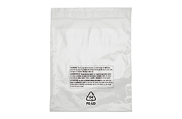 1.5mil, Lip & Tape Resealable, 1.5" Lip w/ Suffocation Warning