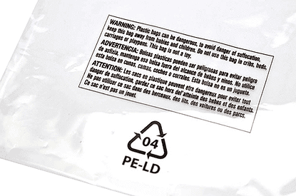 Lip & Tape Resealable, 1.5" Lip w/ Suffocation Warning zoom